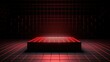 Empty dark podium with red lights. Generative AI