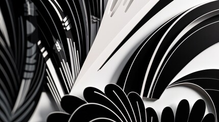 Black and white pattern of strange shapes. Generative AI