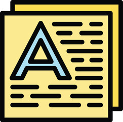 Poster - Child online book icon outline vector. Education study. Mobile media color flat
