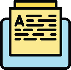 Poster - Digital book folder icon outline vector. Read school. Online library color flat