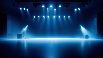 Canvas Print - scene, stage light with colored spotlights and smoke