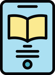 Poster - Digital book reality icon outline vector. Online study. Student media color flat