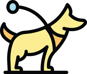 Poster - Leash dog walk icon outline vector. Pet canine. Animal pet color flat