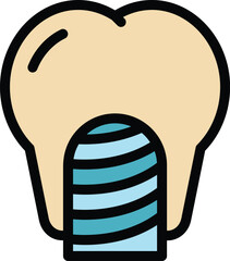 Sticker - Crown implant icon outline vector. Dental tooth. Care oral color flat
