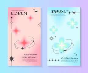 Wall Mural - vector insta story gradient templates with geometric shapes,blurred sparkles,copy space for text in 