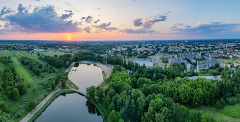 Wall Mural - Public park called Lewityn in Pabianice City - view from drone	
