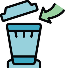 Poster - Trash bin icon outline vector. Waste bag. Garbage can color flat