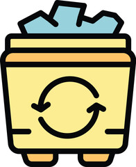 Poster - Recycle trash bin icon outline vector. Waste bag. Rubbish can color flat