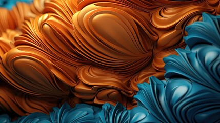 Blue and orange wallpaper. Blue and orange pattern. Generative AI