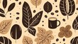 Leinwandbild Motiv Coffee plant pattern. Generative AI