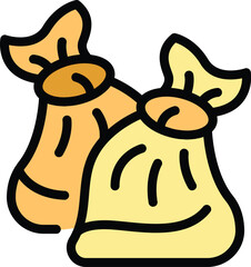 Poster - Full trash bag icon outline vector. Garbage bin. Waste plastic color flat