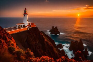 lighthouse at dusk