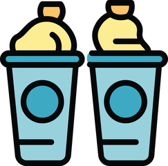 Poster - Garbage bin cart icon outline vector. Waste trash. Bio box color flat