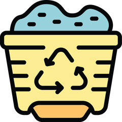 Poster - Recycle waste bag icon outline vector. Trash bin. Plastic can color flat
