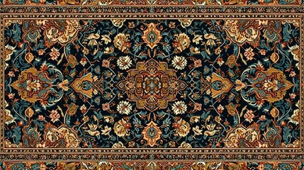Persian carpet pattern. In style of vector illustration. Generative AI