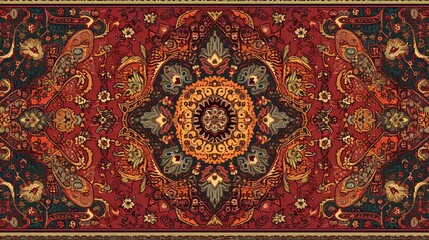 Persian carpet pattern. In style of vector illustration. Generative AI