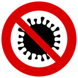 Fototapeta  - Stop Coronavirus icon. Red prohibit sign. 