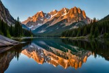 Fototapeta Natura - reflection in the mountainsgenerated by AI technology 