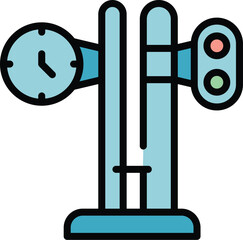 Poster - Train station icon outline vector. Railway track. Gate track color flat