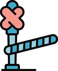 Poster - Railroad barrier icon outline vector. Train gate. Danger open color flat