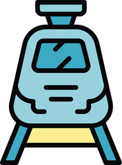 Poster - Metro train icon outline vector. Railway crossing. Track gate color flat