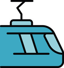 Poster - Electric train icon outline vector. Rail road. Signal traffic color flat