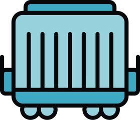 Poster - Cargo train wagon icon outline vector. Track gate. Danger safety color flat