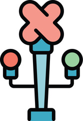 Poster - Crossroad traffic lights icon outline vector. Danger railroad. Top stop color flat