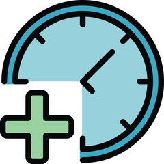 Poster - Wall clock icon outline vector. Time round. Circle watch color flat