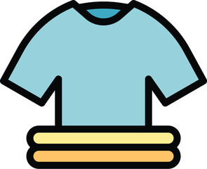 Sticker - Cloth stack icon outline vector. Pile laundry. Clean cotton color flat