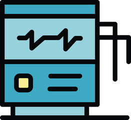 Aufkleber - Heart monitor icon outline vector. Cardiac heartbeat. Cardio health color flat
