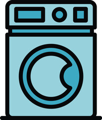 Poster - wash machine icon outline vector. washer clean. dry electric color flat