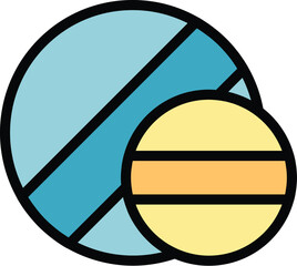 Poster - Round pill icon outline vector. Tablet drug. Medicine capsule color flat