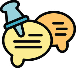 Sticker - Customer chat icon outline vector. Call support. Help center color flat