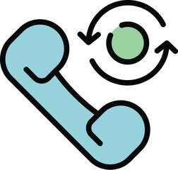 Poster - Telephone call support icon outline vector. Customer chat. Center help color flat