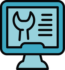 Poster - Repair online support icon outline vector. Chat customer. Help center color flat