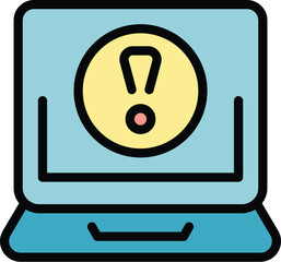Poster - Attention laptop support icon outline vector. Customer chat. Call service color flat