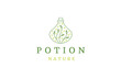 Potion logo with nature style design template flat vector