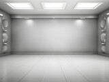 Fototapeta Perspektywa 3d - Empty grey clean room studio interior background wall for display products minimalistic