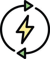 Sticker - Recharge battery icon outline vector. Electric energy. Load alkaline color flat