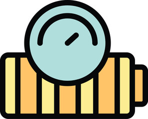 Sticker - Multimeter battery icon outline vector. Power energy. Load plug color flat