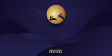 Mid Autumn Festival Minimalist Design For Greeting Card, Banner, Poster, Background. Vector Illustration.