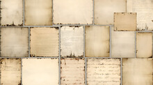 Collection Of Paper Collage Backgrounds Made Of Antique Documents With Handwriting And Book Pages