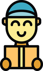 Wall Mural - Delivery man box icon outline vector. Relocation service. Move home color flat