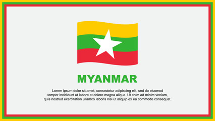 Myanmar Flag Abstract Background Design Template. Myanmar Independence Day Banner Social Media Vector Illustration. Myanmar Banner