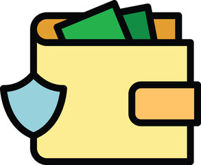 Poster - Money wallet security icon outline vector. Loan income. Credit tax color flat