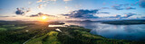Fototapeta  - Sunset over Tobermory from a drone, Isle of Mull, Scotland, UK	