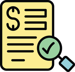 Poster - Search collateral icon outline vector. Finance time. Loan marketing color flat
