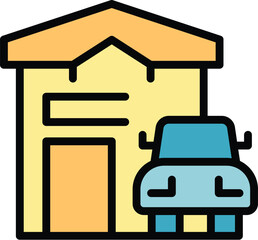 Poster - Collateral house car icon outline vector. Payment loan. Finance money color flat