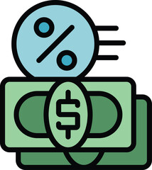 Poster - Percent money loan icon outline vector. Marketing payment. Finance time color flat